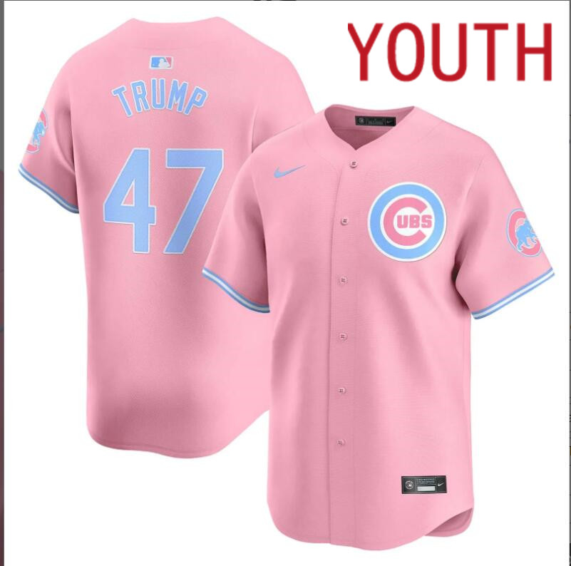 Youth  Chicago Cubs #47 Trump pink 2024 Nike MLB jersey